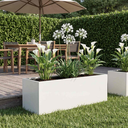 Garden Planter White 60 x 20 x 20 cm Cold-rolled Steel