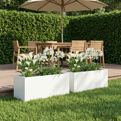 Garden Planter 2 pcs White 60 x 20 x 20 cm Cold-rolled Steel