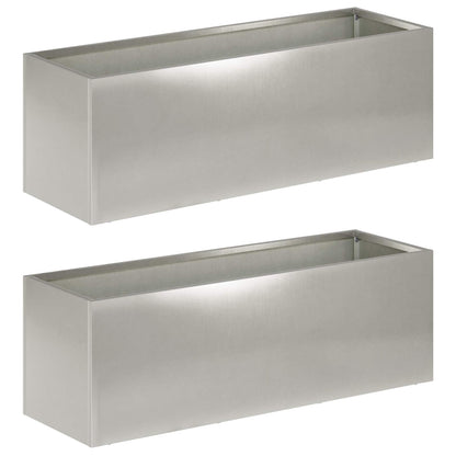 Garden Planter 2 pcs Silver 60 x 20 x 20 cm Stainless Steel