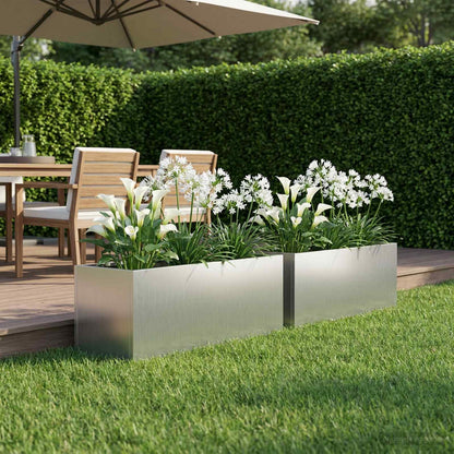 Garden Planter 2 pcs Silver 60 x 20 x 20 cm Galvanised Steel