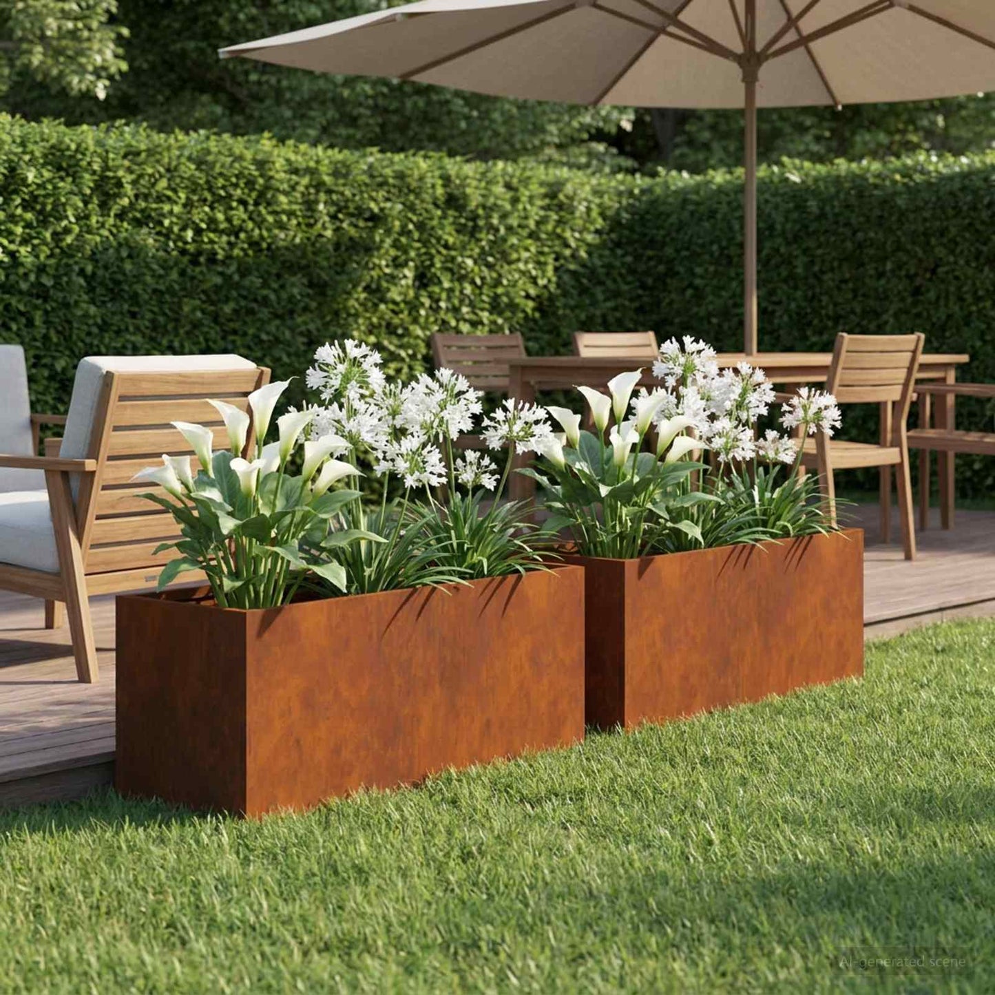 Garden Planter 2 pcs Rusty 60 x 20 x 20 cm Weathering Steel