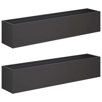 Garden Planter 2 pcs Black 80 x 20 x 20 cm Cold-rolled Steel