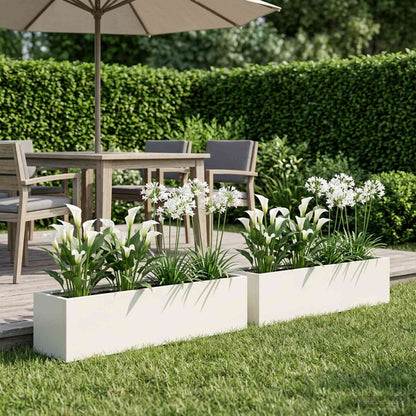 Garden Planter 2 pcs White 80 x 20 x 20 cm Cold-rolled Steel