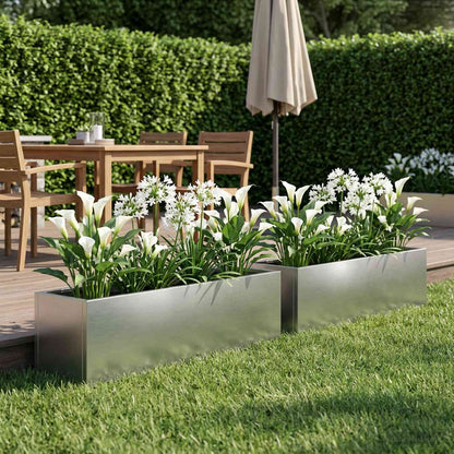 Garden Planter 2 pcs Silver 80 x 20 x 20 cm Stainless Steel