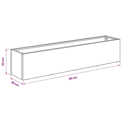 Garden Planter Silver 80 x 20 x 20 cm Galvanised Steel