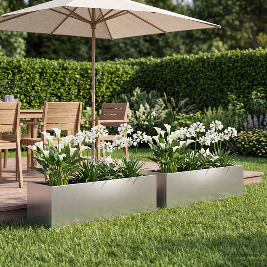 Garden Planter 2 pcs Silver 80 x 20 x 20 cm Galvanised Steel