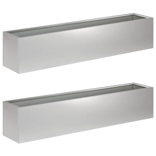 Garden Planter 2 pcs Silver 80 x 20 x 20 cm Galvanised Steel