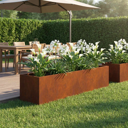 Garden Planter Rusty 80 x 20 x 20 cm Weathering Steel