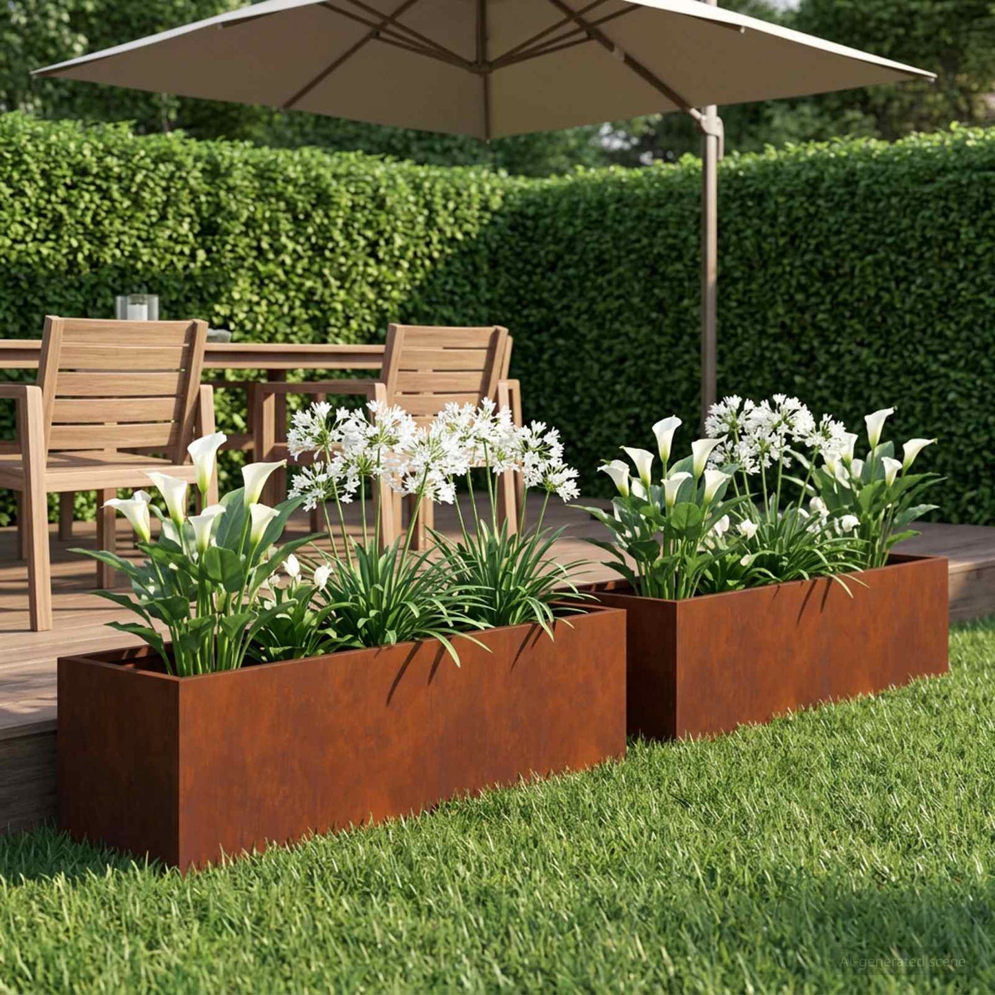 Garden Planter 2 pcs Rusty 80 x 20 x 20 cm Weathering Steel