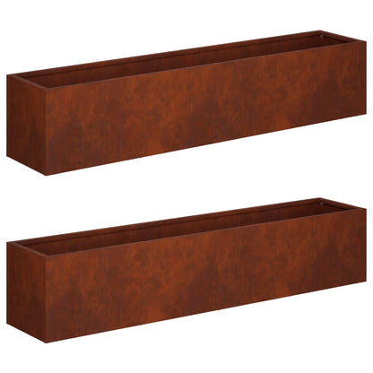 Garden Planter 2 pcs Rusty 80 x 20 x 20 cm Weathering Steel