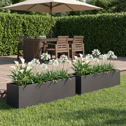 Garden Planter 2 pcs Black 100 x 20 x 20 cm Cold-rolled Steel