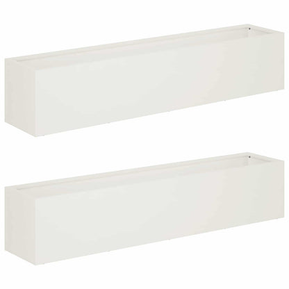 Garden Planter 2 pcs White 100 x 20 x 20 cm Cold-rolled Steel