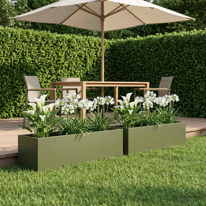Garden Planter 2 pcs Olive Green 100 x 20 x 20 cm