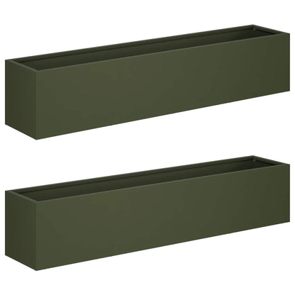 Garden Planter 2 pcs Olive Green 100 x 20 x 20 cm