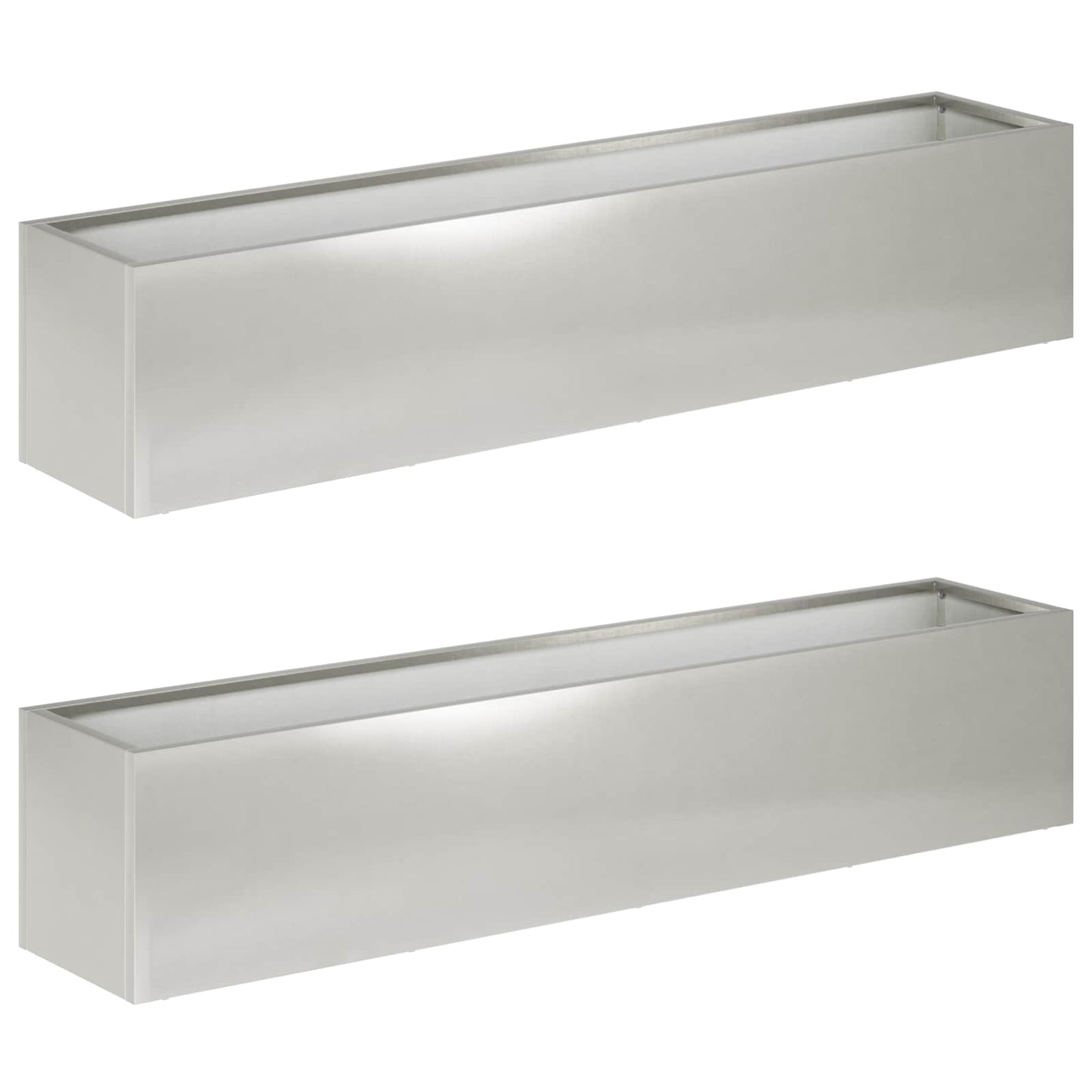 Garden Planter 2 pcs Silver 100 x 20 x 20 cm Stainless Steel