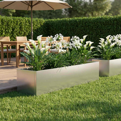 Garden Planter Silver 100 x 20 x 20 cm Galvanised Steel