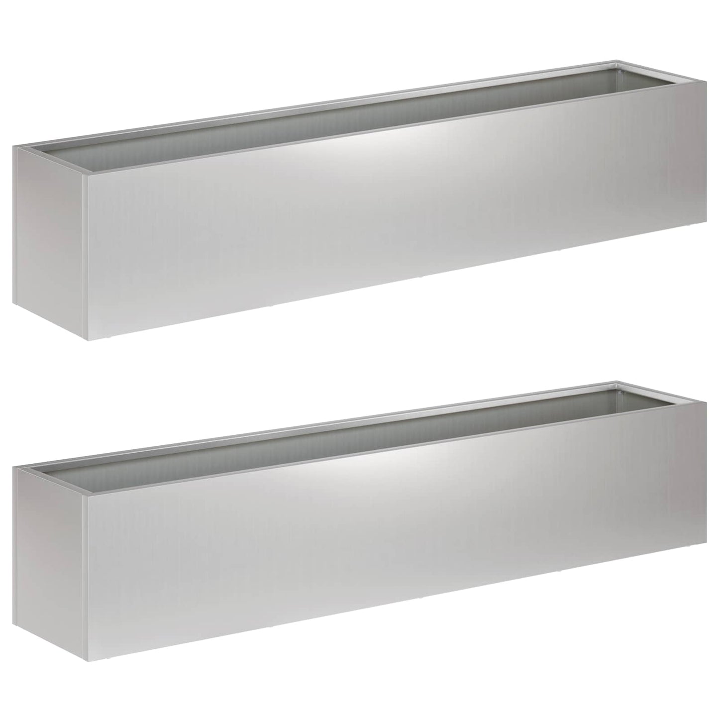 Garden Planter 2 pcs Silver 100 x 20 x 20 cm Galvanised Steel