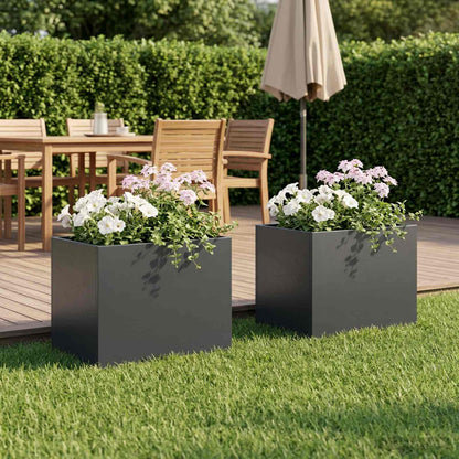 Garden Planter 2 pcs Anthracite 40 x 30 x 30 cm