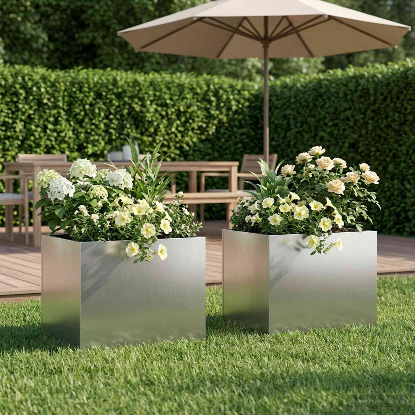 Garden Planter 2 pcs Silver 40 x 30 x 30 cm Stainless Steel