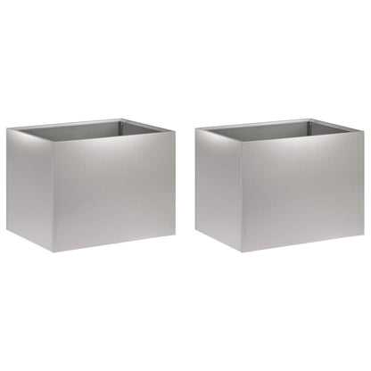 Garden Planter 2 pcs Silver 40 x 30 x 30 cm Galvanised Steel