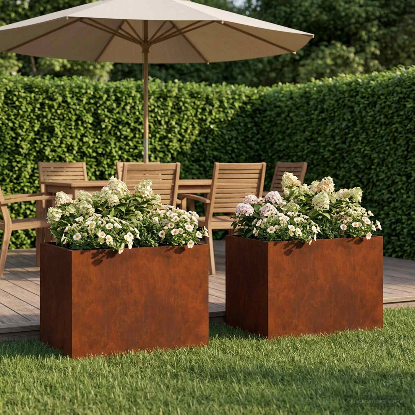 Garden Planter 2 pcs Rusty 40 x 30 x 30 cm Weathering Steel