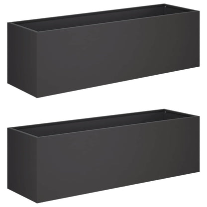Garden Planter 2 pcs Black 80 x 30 x 30 cm Cold-rolled Steel