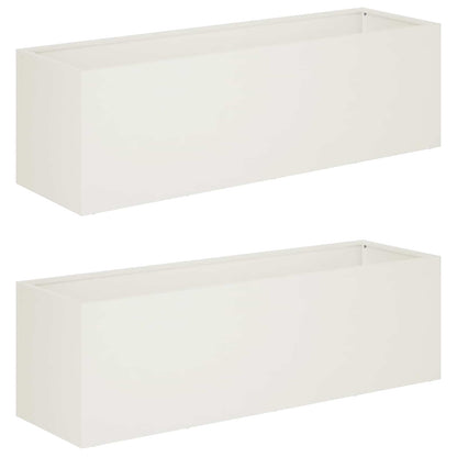 Garden Planter 2 pcs White 80 x 30 x 30 cm Cold-rolled Steel