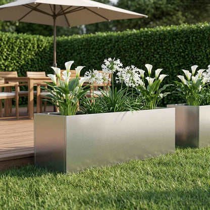 Garden Planter Silver 80 x 30 x 30 cm Stainless Steel