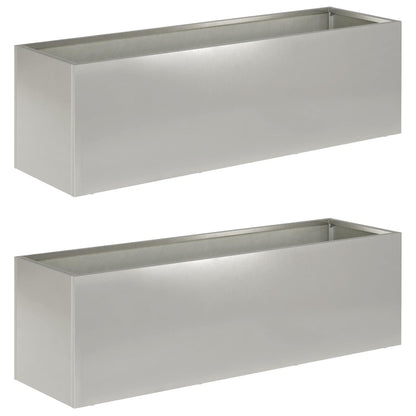 Garden Planter 2 pcs Silver 80 x 30 x 30 cm Stainless Steel