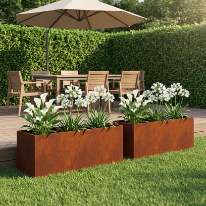 Garden Planter 2 pcs Rusty 80 x 30 x 30 cm Weathering Steel