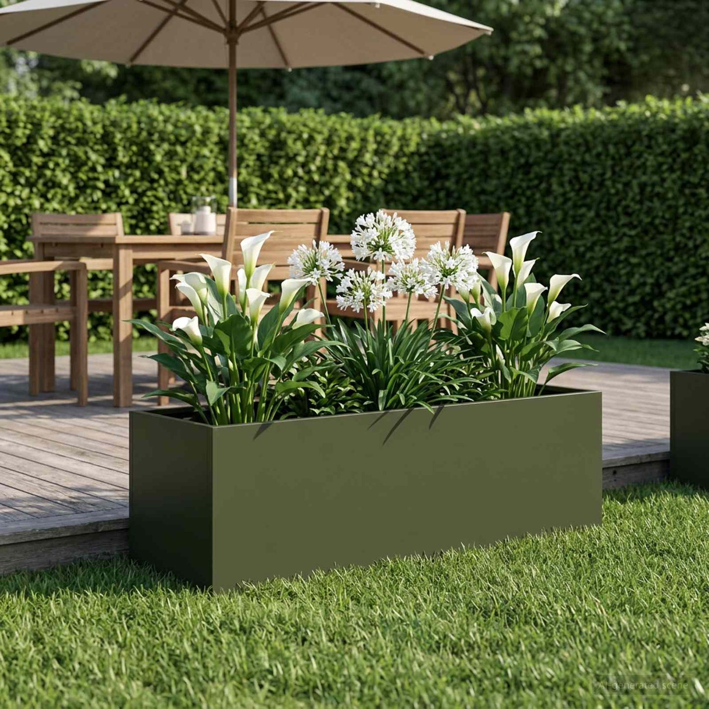 Garden Planter Olive Green 100 x 30 x 30 cm Cold-rolled Steel