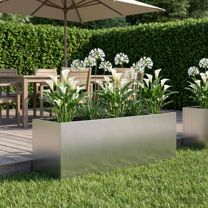 Garden Planter Silver 100 x 30 x 30 cm Galvanised Steel