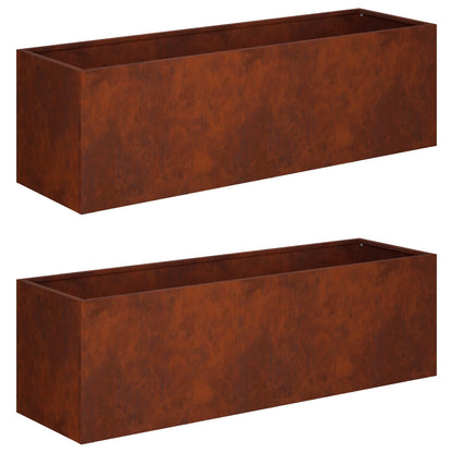 Garden Planter 2 pcs Rusty 100 x 30 x 30 cm Weathering Steel