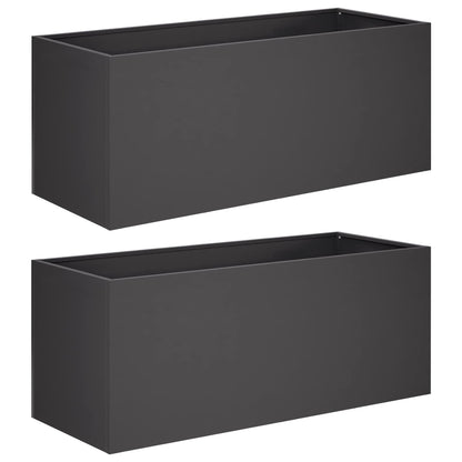 Garden Planter 2 pcs Black 80 x 40 x 40 cm Cold-rolled Steel