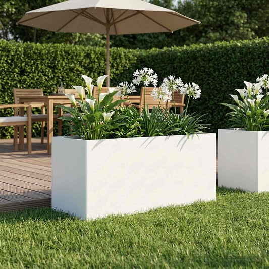 Garden Planter White 80 x 40 x 40 cm Cold-rolled Steel