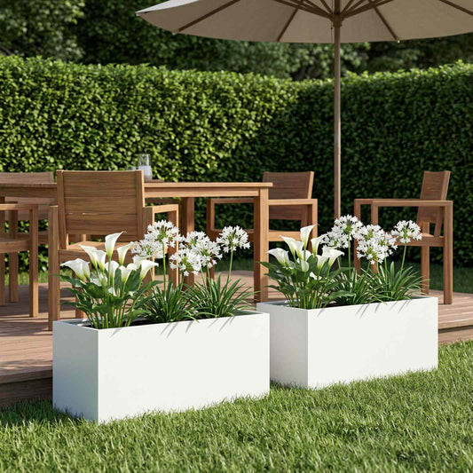 Garden Planter 2 pcs White 80 x 40 x 40 cm Cold-rolled Steel