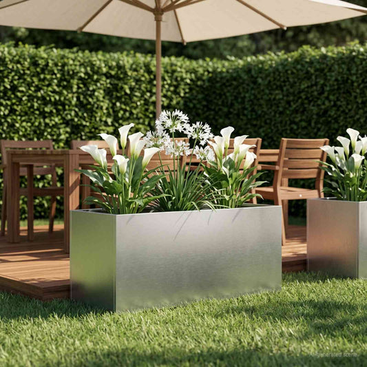 Garden Planter Silver 80 x 40 x 40 cm Stainless Steel