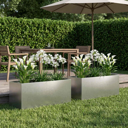 Garden Planter 2 pcs Silver 80 x 40 x 40 cm Stainless Steel