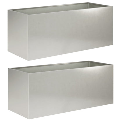 Garden Planter 2 pcs Silver 80 x 40 x 40 cm Stainless Steel