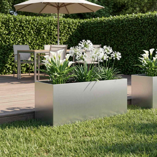 Garden Planter Silver 80 x 40 x 40 cm Galvanised Steel