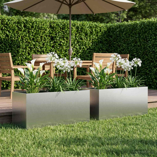 Garden Planter 2 pcs Silver 80 x 40 x 40 cm Galvanised Steel
