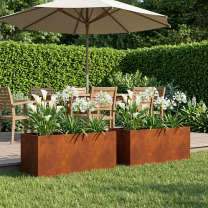 Garden Planter 2 pcs Rusty 80 x 40 x 40 cm Weathering Steel
