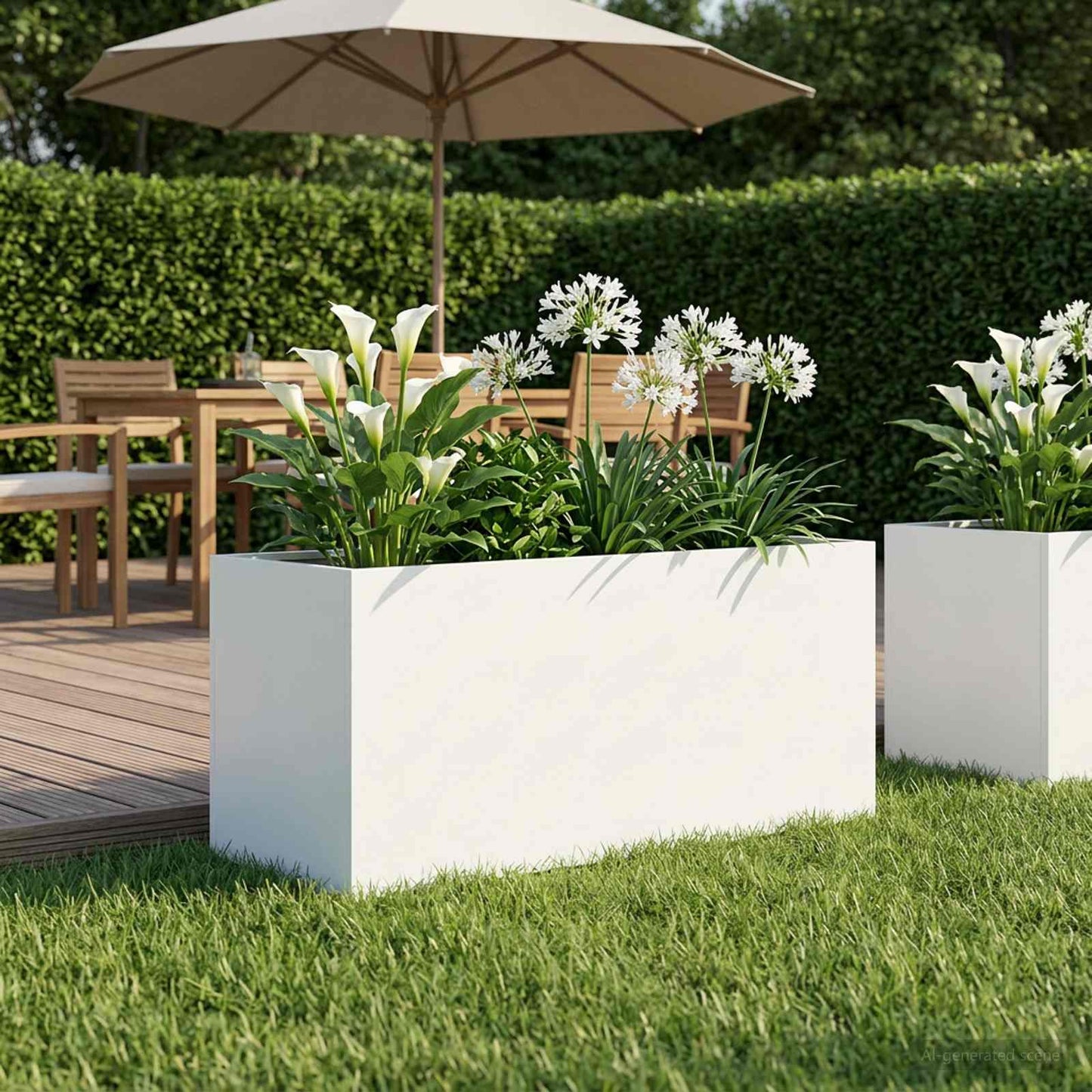 Garden Planter White 100 x 40 x 40 cm Cold-rolled Steel