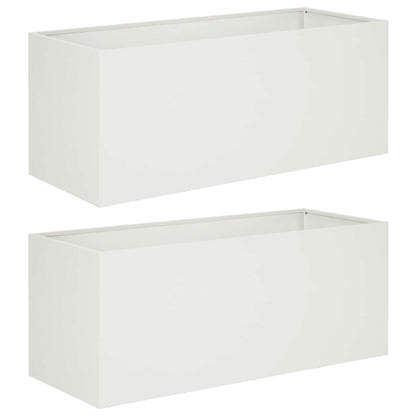 Garden Planter 2 pcs White 100 x 40 x 40 cm Cold-rolled Steel