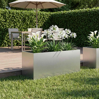 Garden Planter Silver 100 x 40 x 40 cm Galvanised Steel
