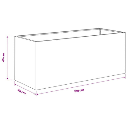 Garden Planter 2 pcs Silver 100 x 40 x 40 cm Galvanised Steel