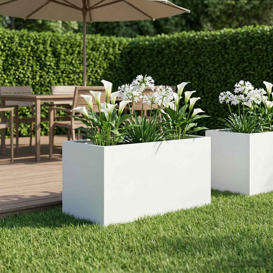 Garden Planter White 80 x 50 x 50 cm Cold-rolled Steel
