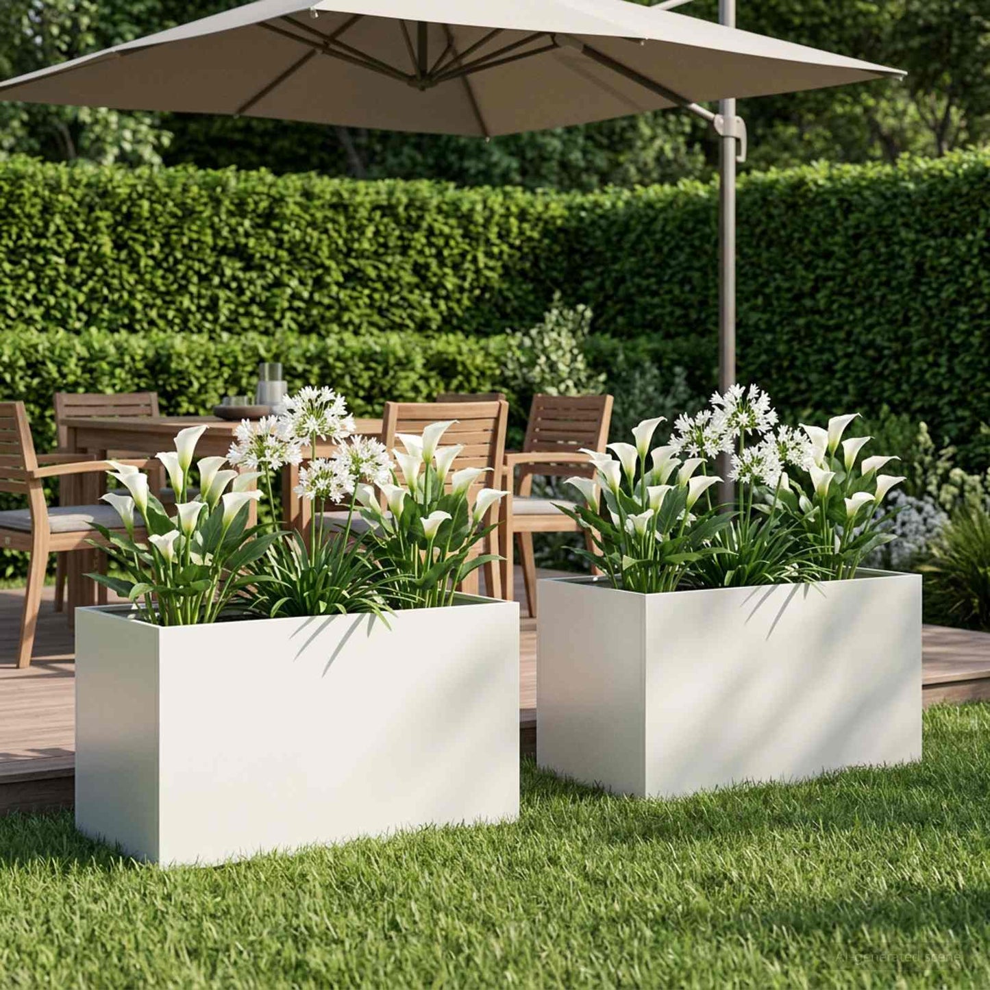 Garden Planter 2 pcs White 80 x 50 x 50 cm Cold-rolled Steel