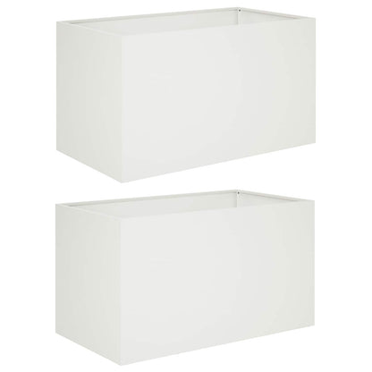 Garden Planter 2 pcs White 80 x 50 x 50 cm Cold-rolled Steel