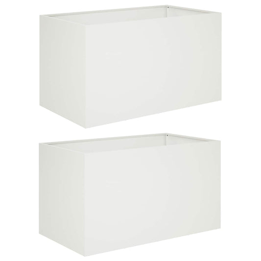 Garden Planter 2 pcs White 80 x 50 x 50 cm Cold-rolled Steel
